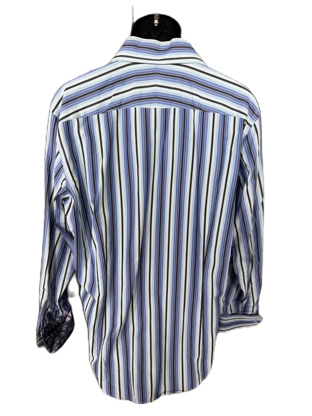 Banana Republic Men’s Blue and Black Striped Long Sleeve Button Down Shirt. XL